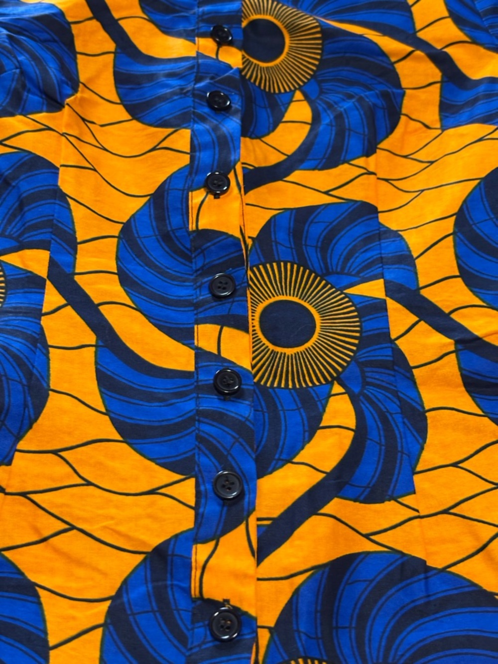 NWT Mae Otti Ankara African Wax Print Polo Top Blue Orange Small - Picture 3 of 10